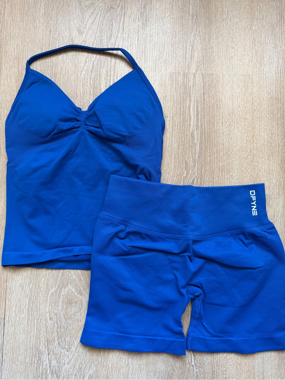 DFYNE Royal Blue Sports Bra and Shorts Set